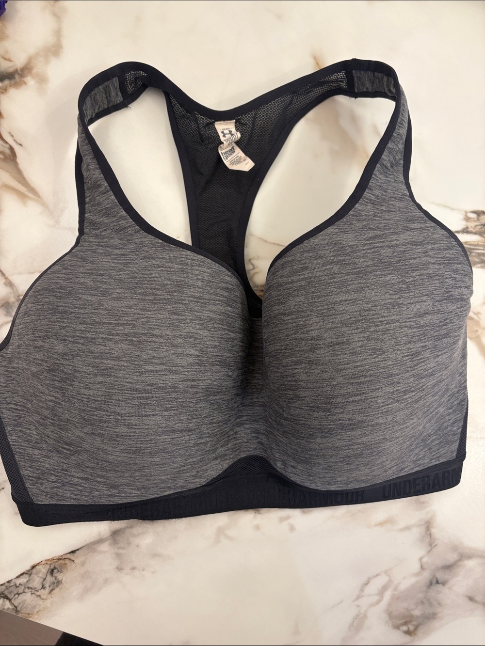 Under Armour Grey Heather Racerback High-Impact Sports Bra s36DD